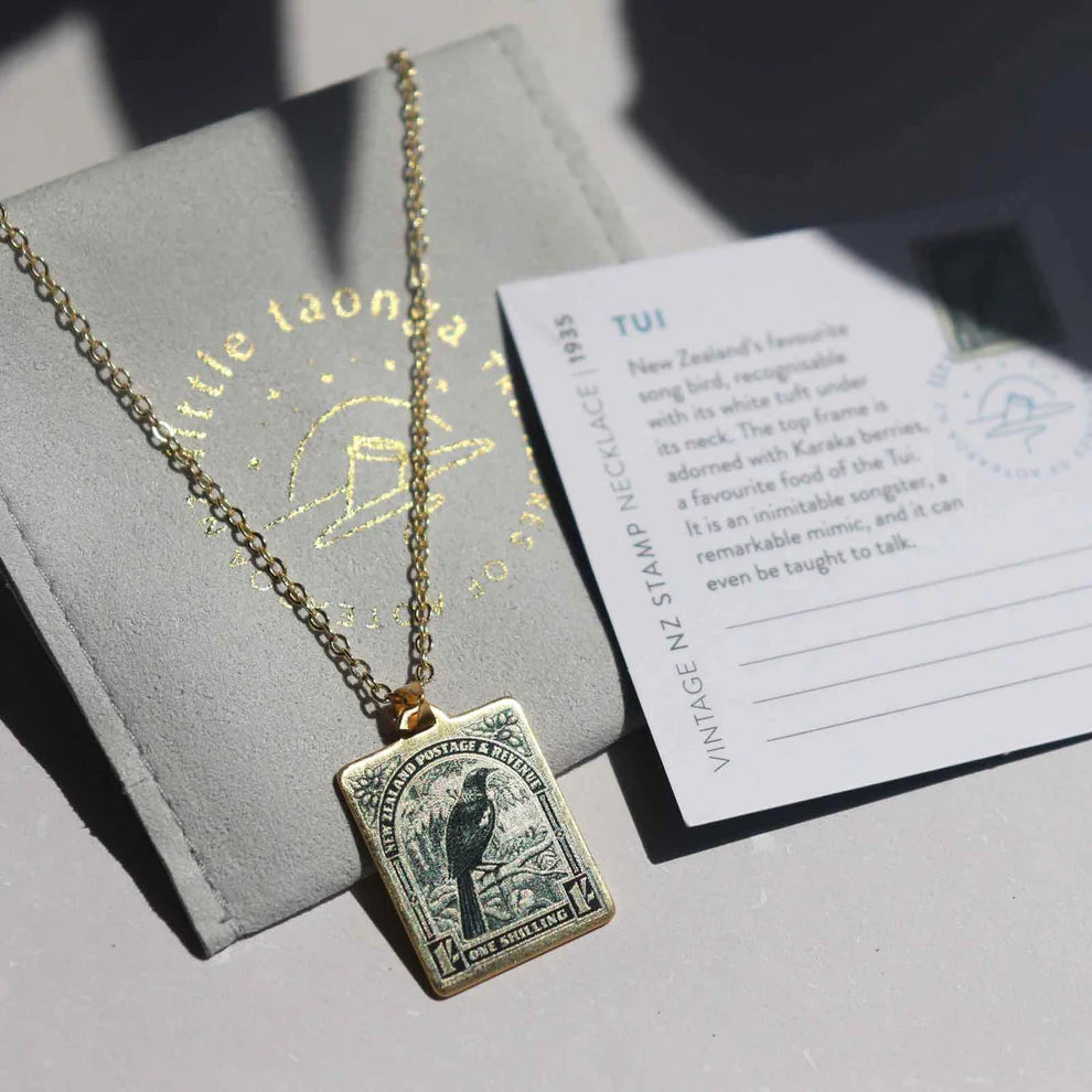 Little Taonga 1935 Pictorial Vintage Stamp Necklace | Tui