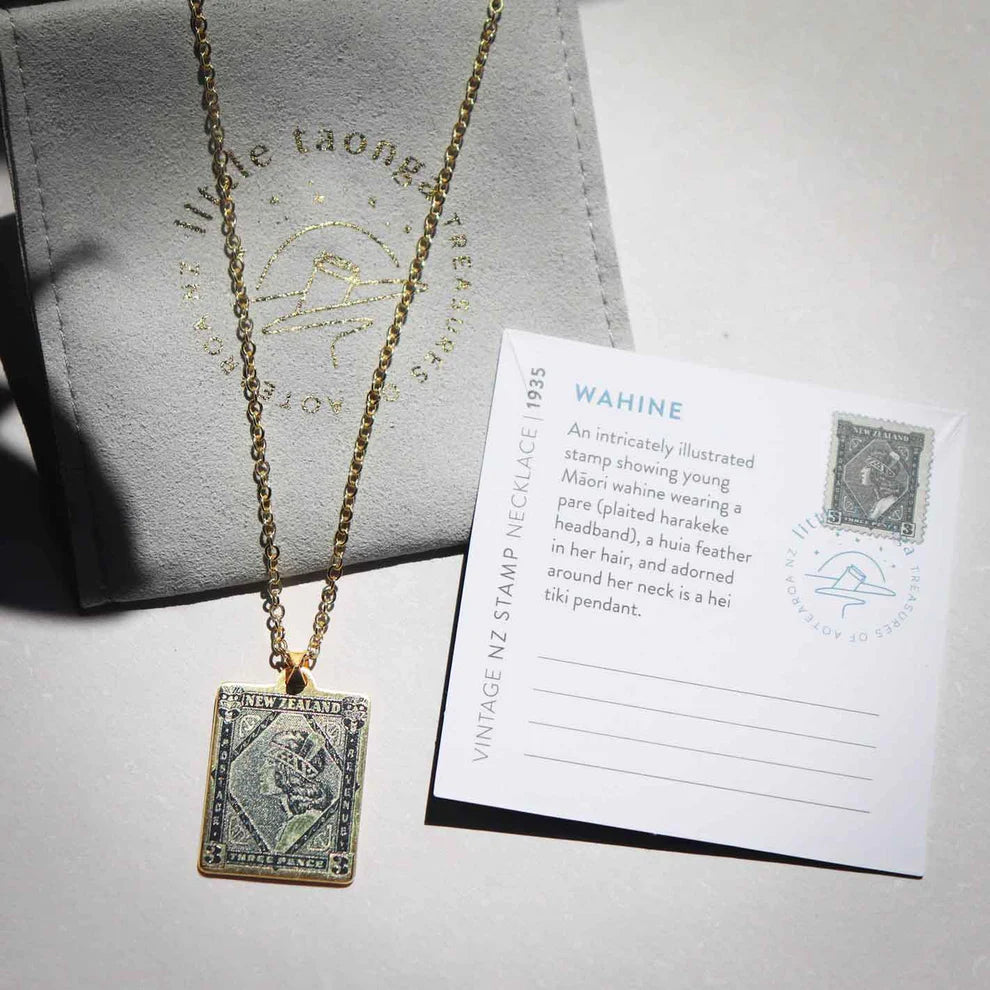 Little Taonga 1935 Pictorial Vintage Stamp Necklace | Wahine