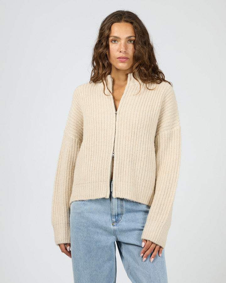 Silent Theory Maple Zip Thru Knit Jumper | Natural