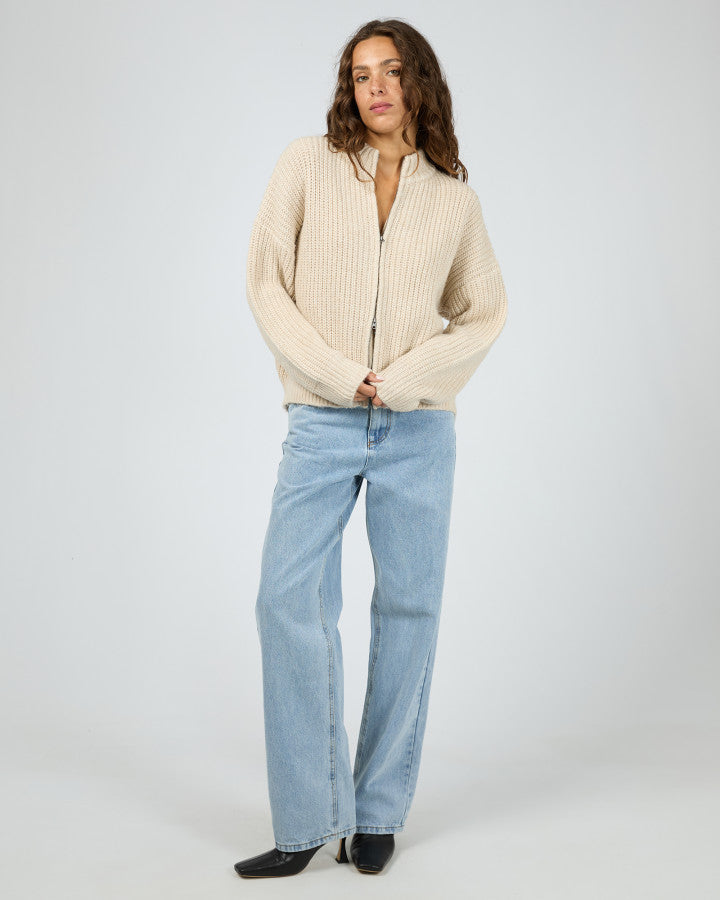Silent Theory Maple Zip Thru Knit Jumper | Natural
