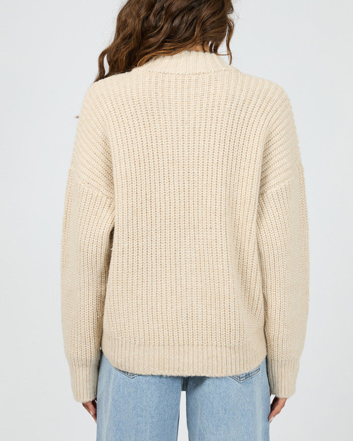 Silent Theory Maple Zip Thru Knit Jumper | Natural