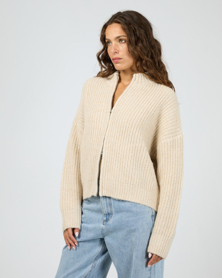 Silent Theory Maple Zip Thru Knit Jumper | Natural