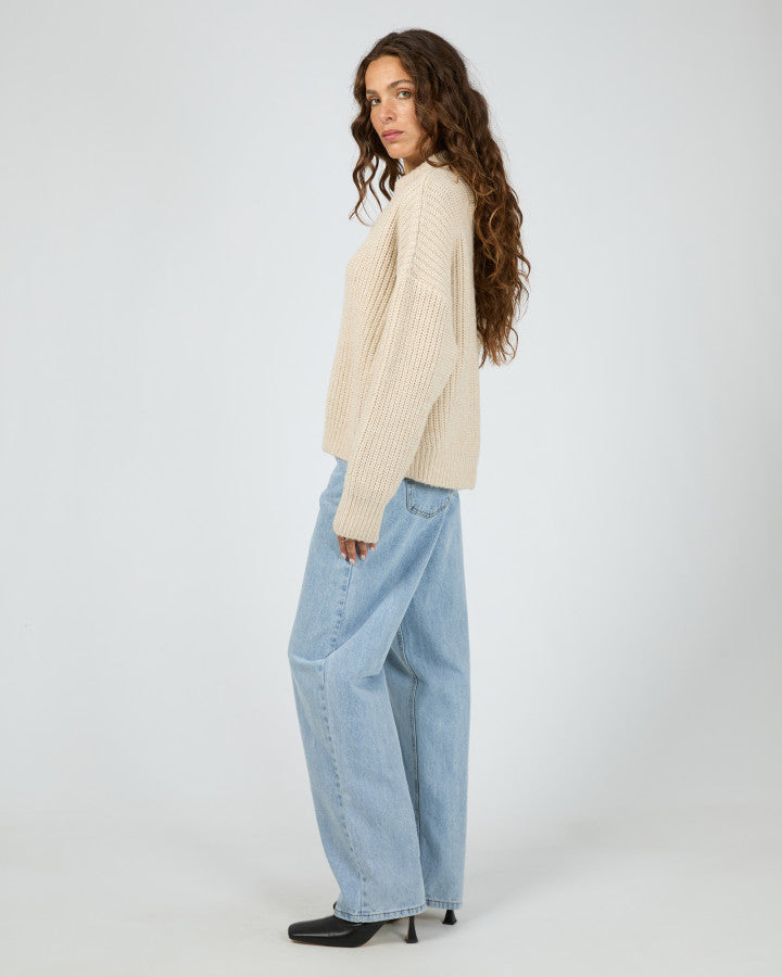 Silent Theory Maple Zip Thru Knit Jumper | Natural