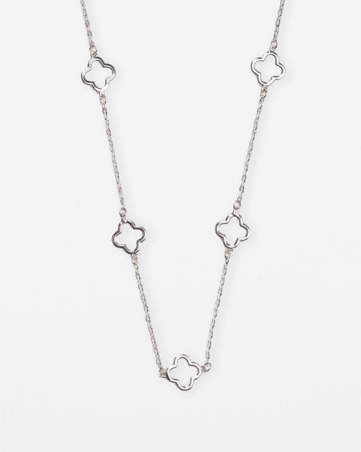 Stella + Gemma Cut Out Flower Necklace | Silver