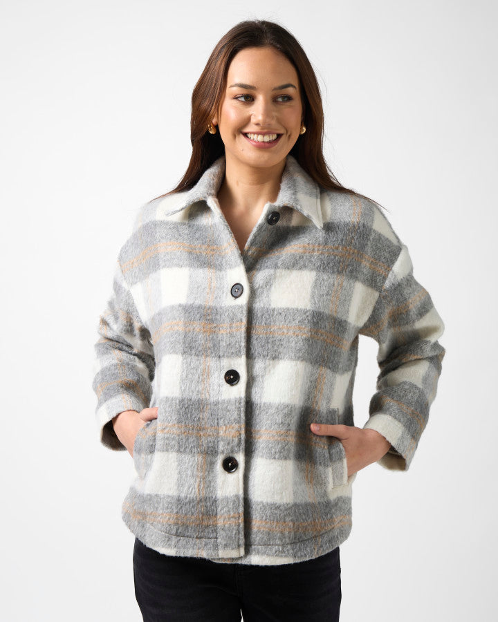 Stella + Gemma Paige Shacket | Charcoal Check