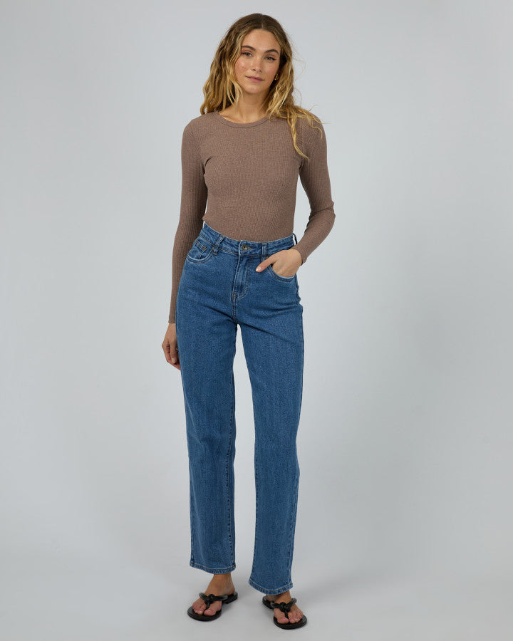 Silent Theory Long Sleeve Rib Tee - Brown