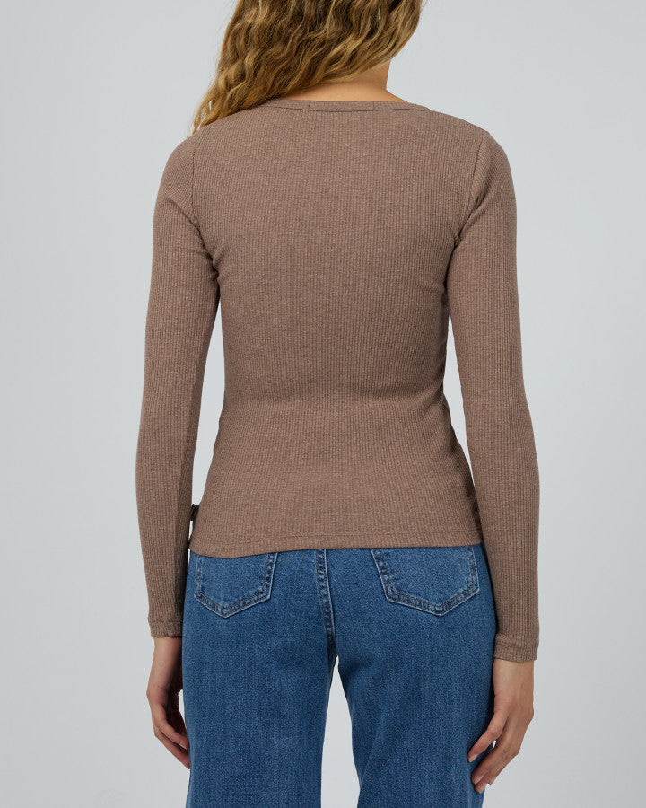Silent Theory Long Sleeve Rib Tee - Brown