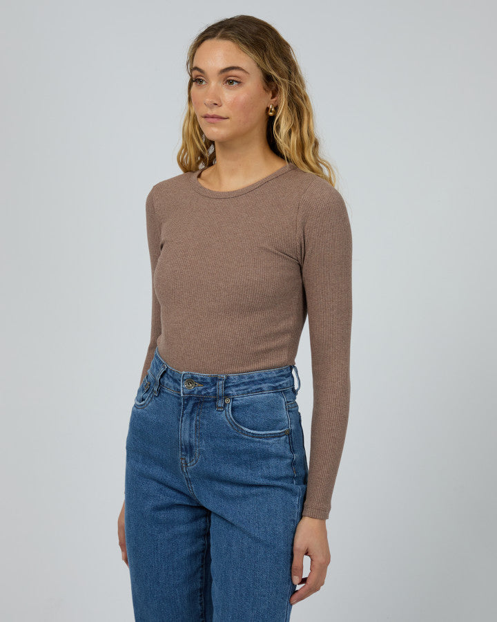 Silent Theory Long Sleeve Rib Tee - Brown