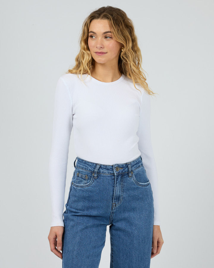 Silent Theory Long Sleeve Rib Tee - White