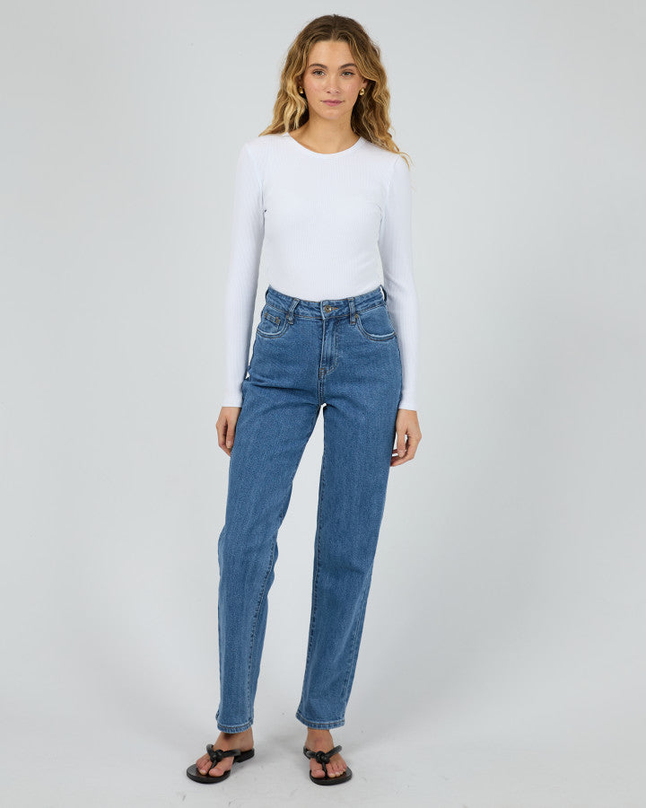 Silent Theory Long Sleeve Rib Tee - White