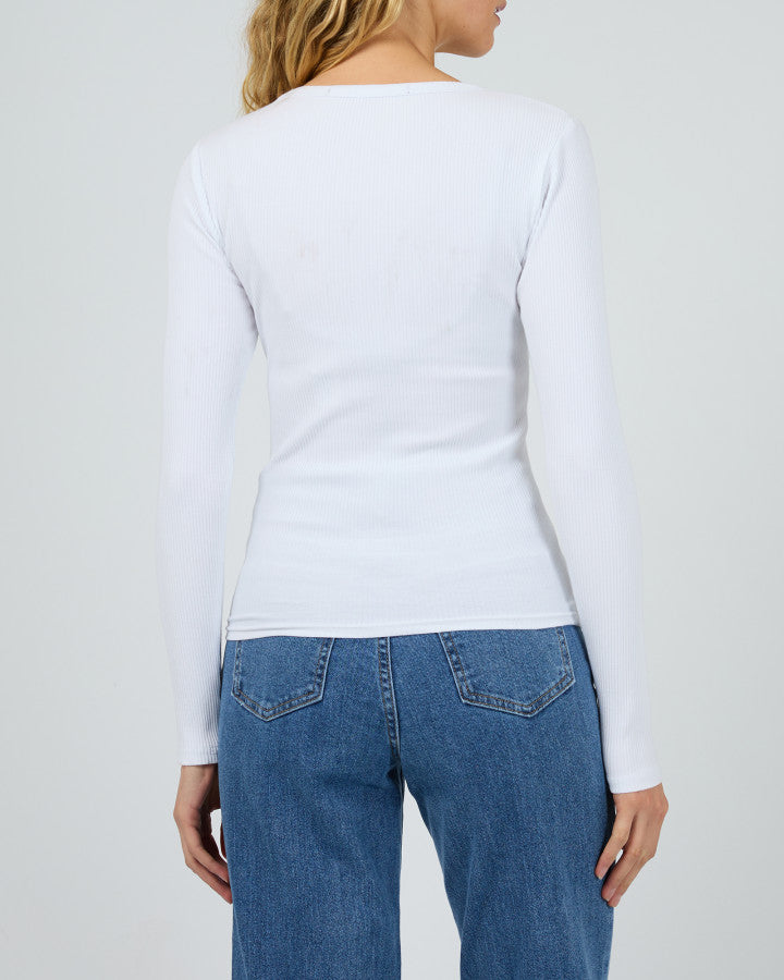 Silent Theory Long Sleeve Rib Tee - White