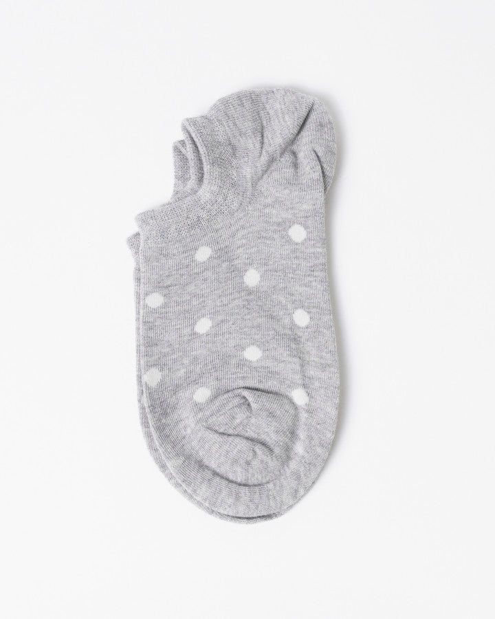 Stella + Gemma No Show Socks | Grey Marle with Snow Dots