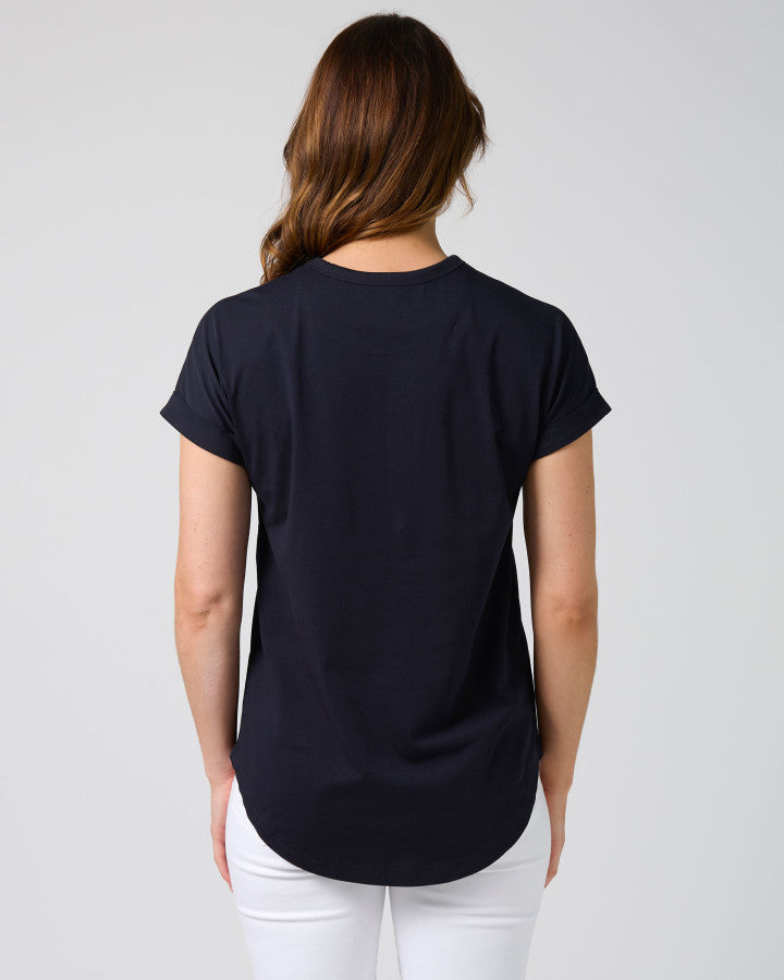 Stella + Gemma Soho Cuff Tee | Navy Leopard Cross