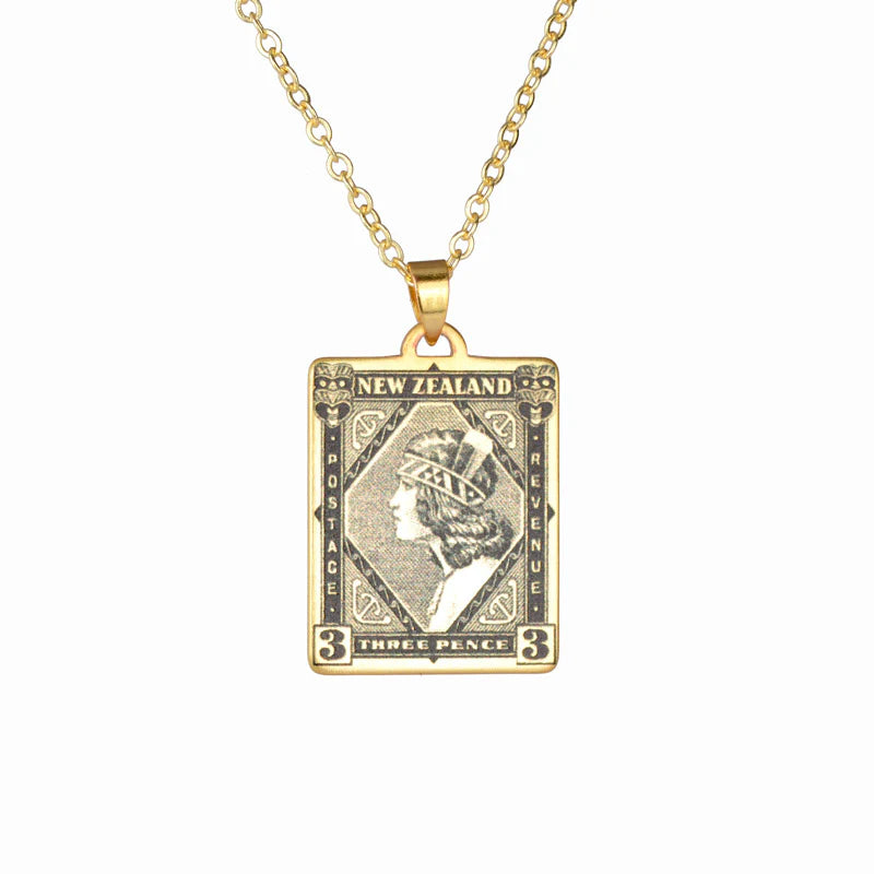 Little Taonga 1935 Pictorial Vintage Stamp Necklace | Wahine
