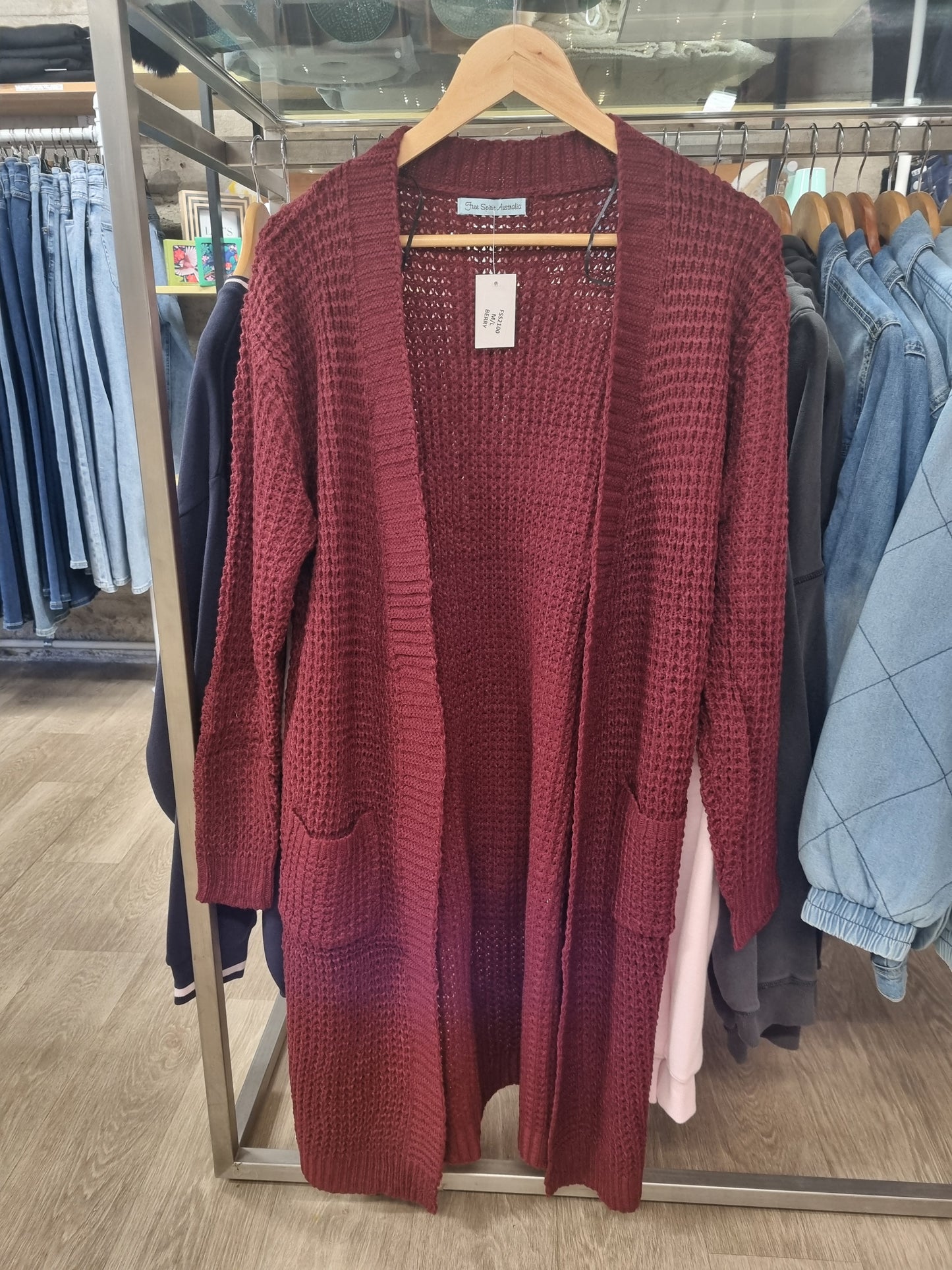 Free Spirit Long Embrace Cardi | Berry