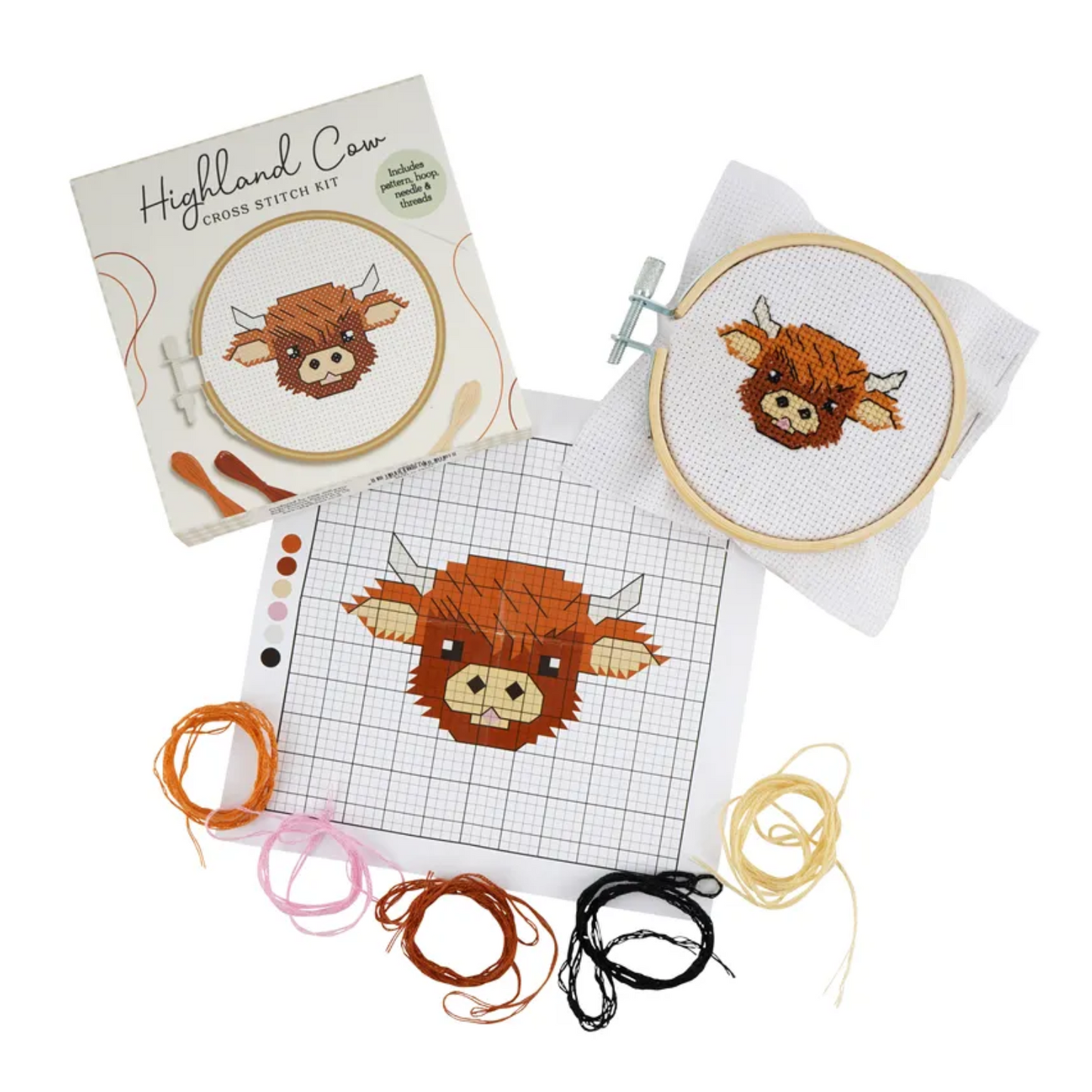 The Beekeeper Highland Cow Cross Stitch