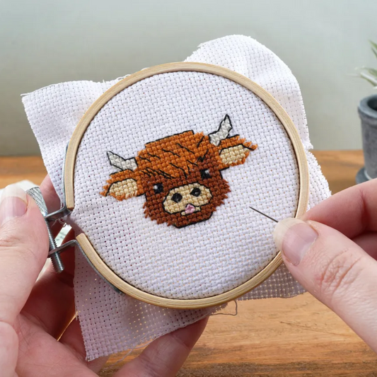 The Beekeeper Highland Cow Cross Stitch