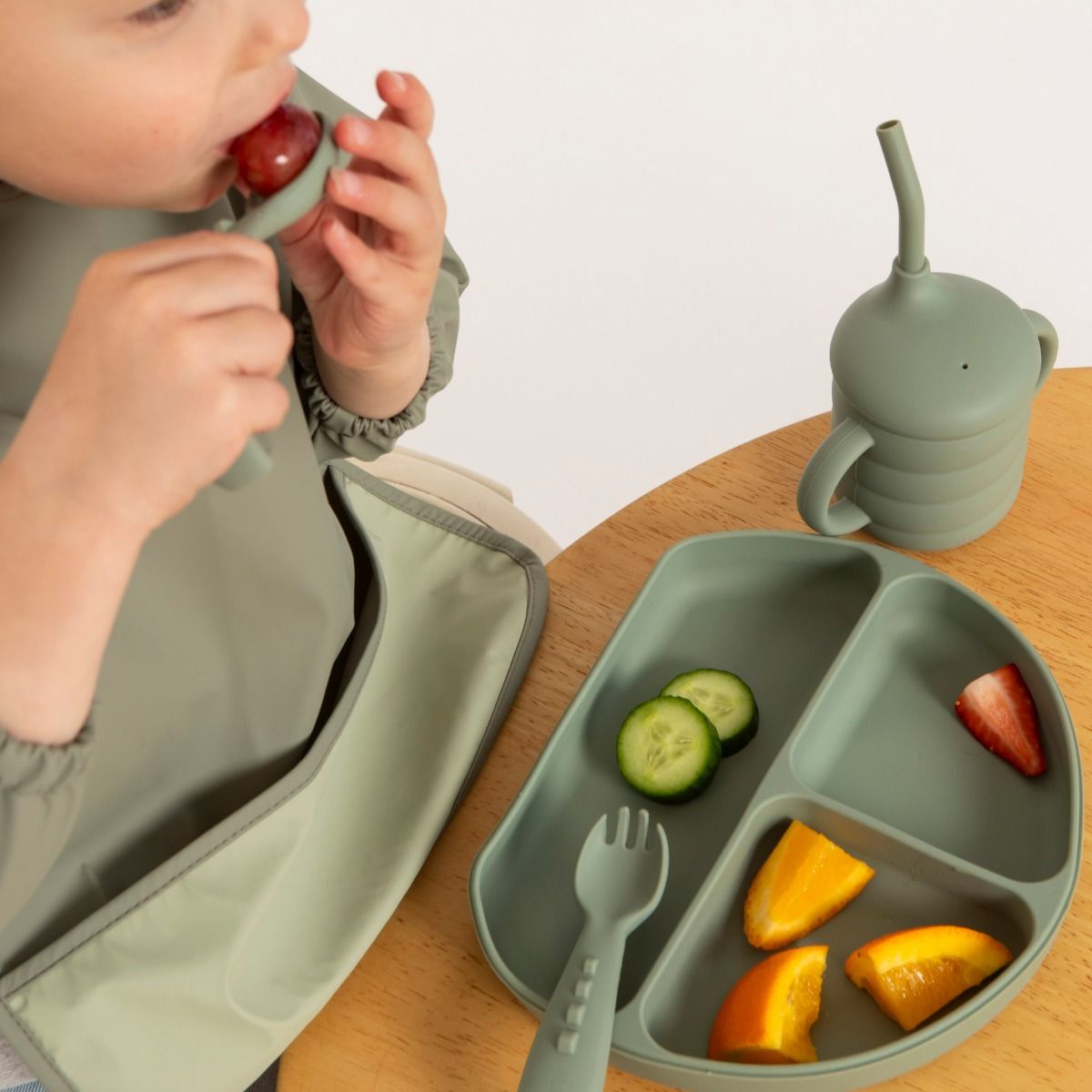 All4Ella Comfy Grip Silicone Spoons | Olive