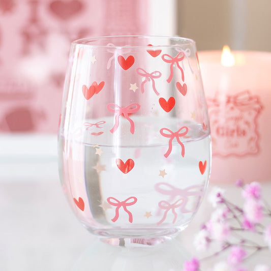Bow Heart Stemless Glass