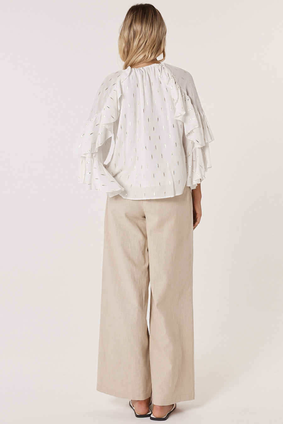 Fate & Becker Delia Ruffle Top | White Gold