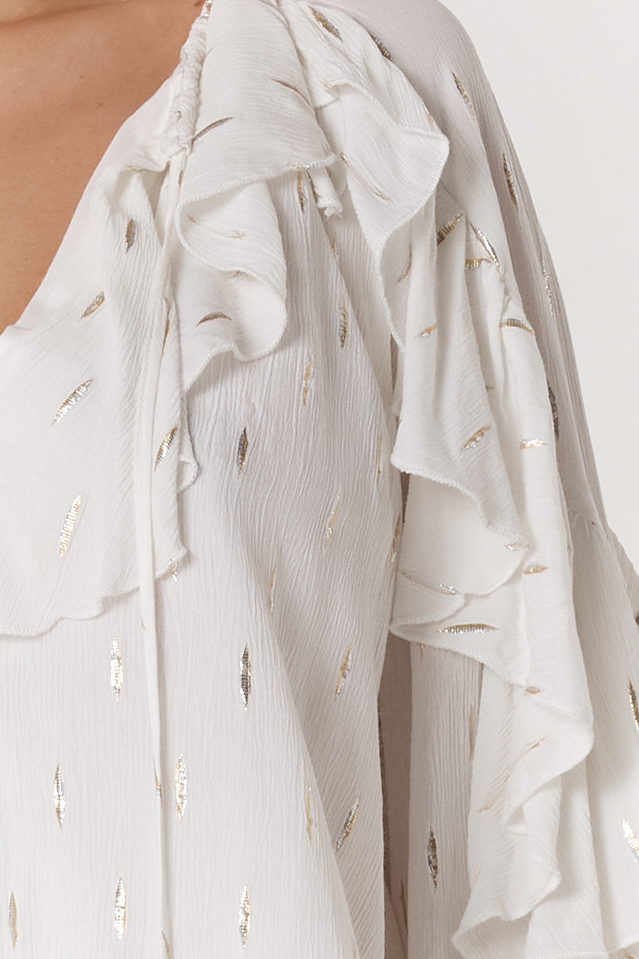 Fate & Becker Delia Ruffle Top | White Gold