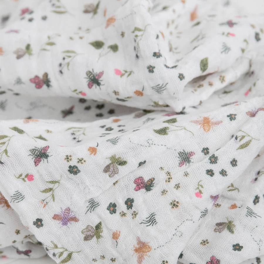 Little Unicorn Single Cotton Muslin Swaddle | Garden Bees