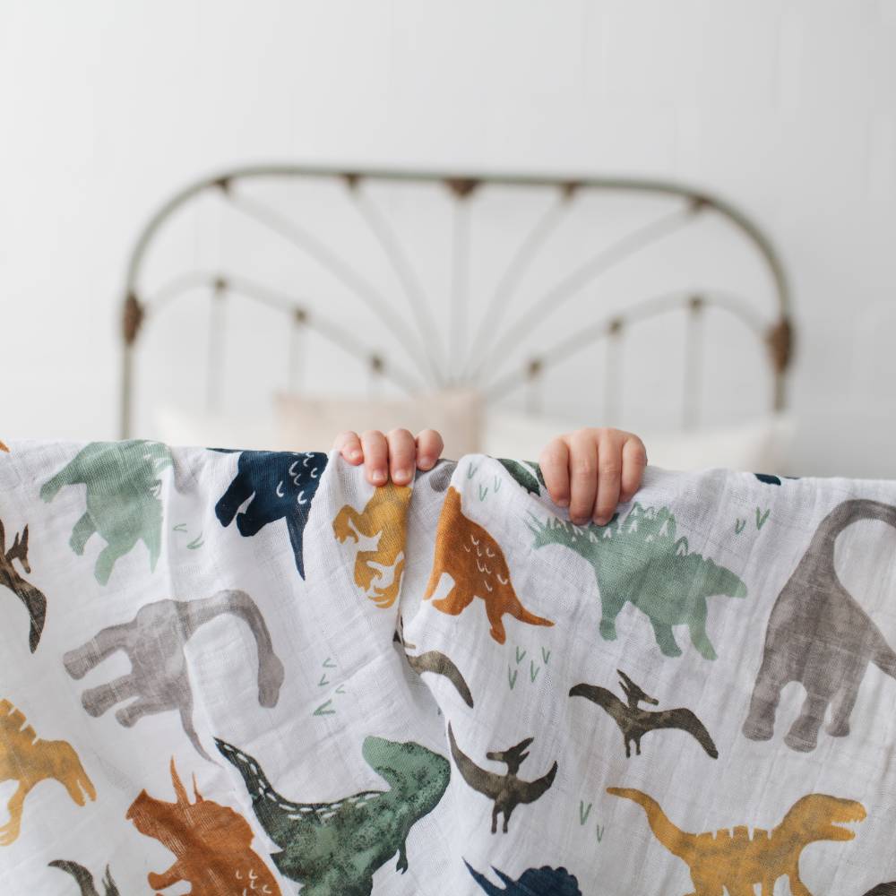 Little Unicorn Single Cotton Muslin Swaddle | Dino Friends
