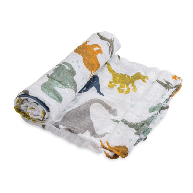 Little Unicorn Single Cotton Muslin Swaddle | Dino Friends