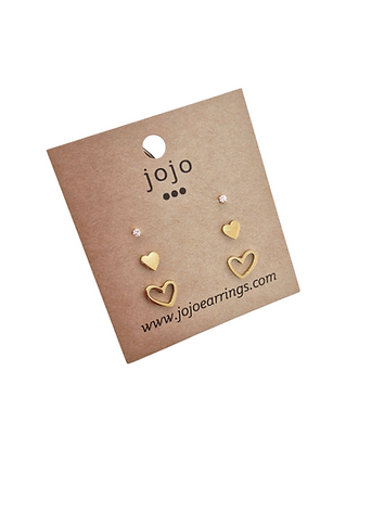 Jojo Heart Trio Stud Set