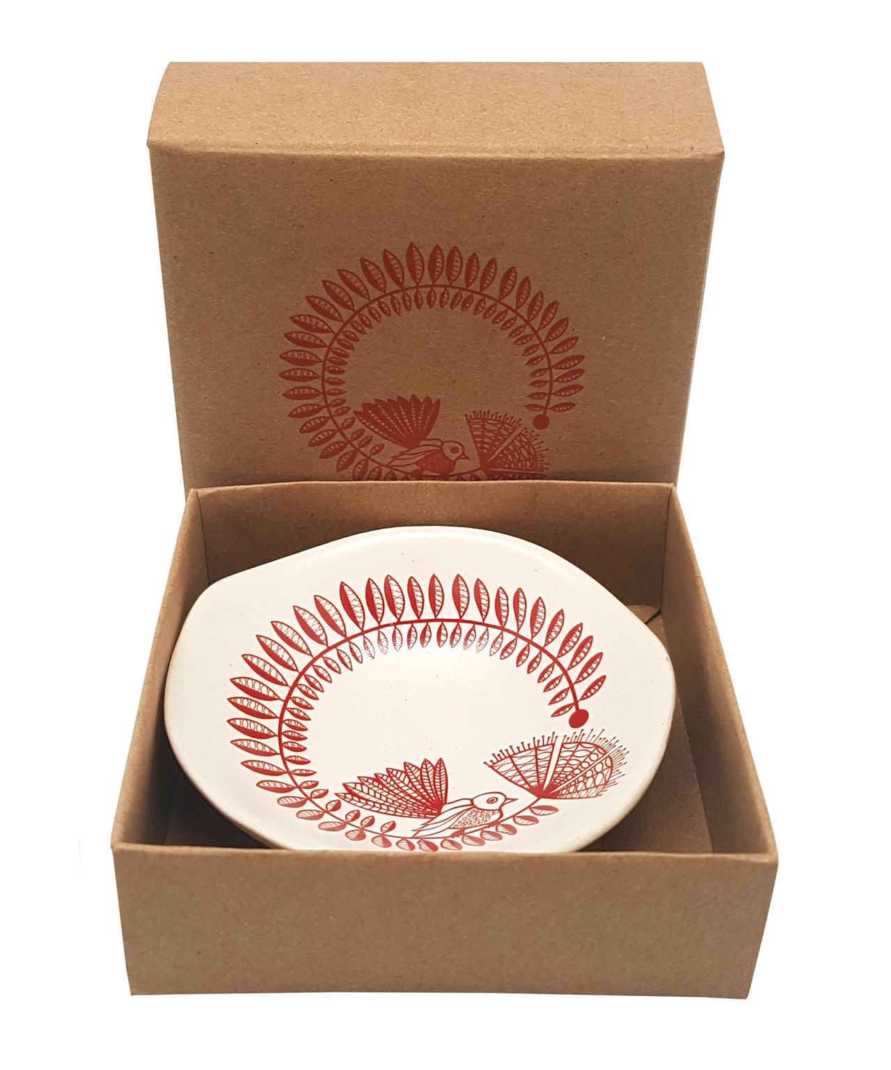 Jo Luping Design - Red Fantail & Pohutukawa On White | 7cm Porcelain Bowl
