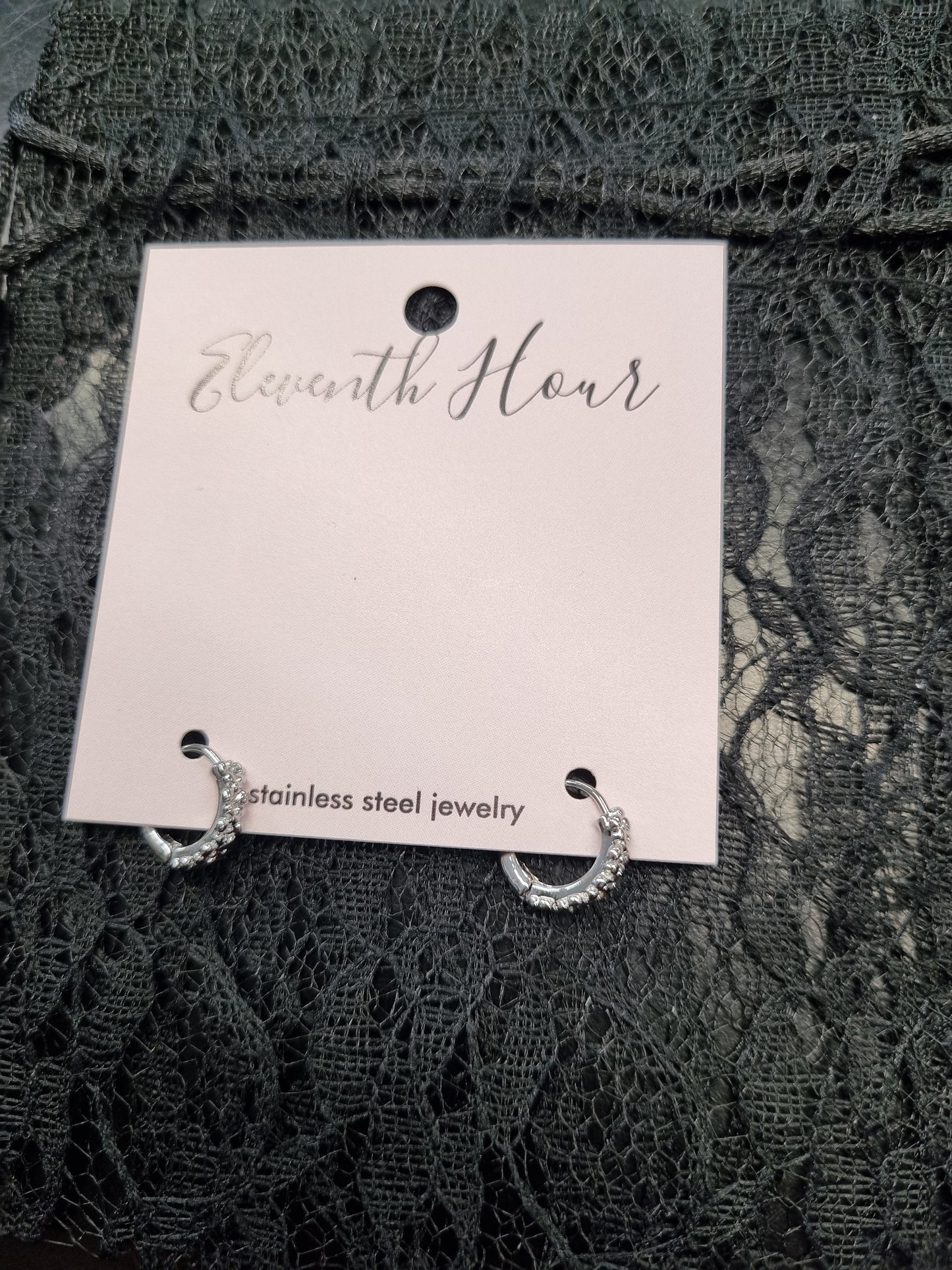 Eleventh Hour Flower Huggie Hoop Earrings