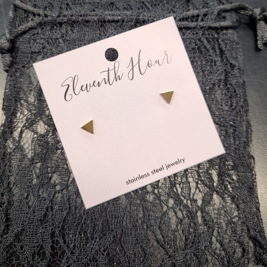 Eleventh Hour Triangle Stud Earrings | Gold