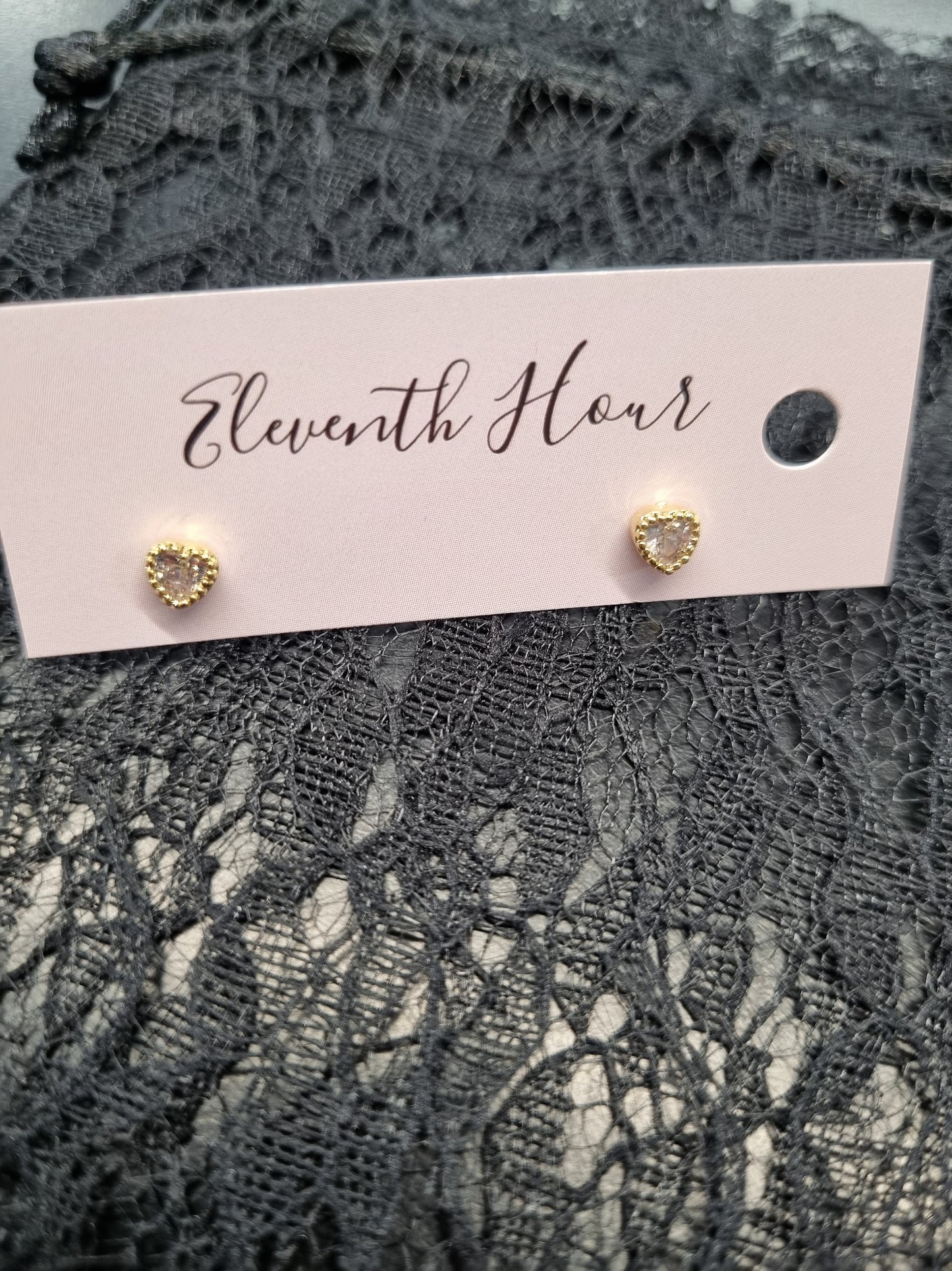 Eleventh Hour Crystal Heart Stud Earrings