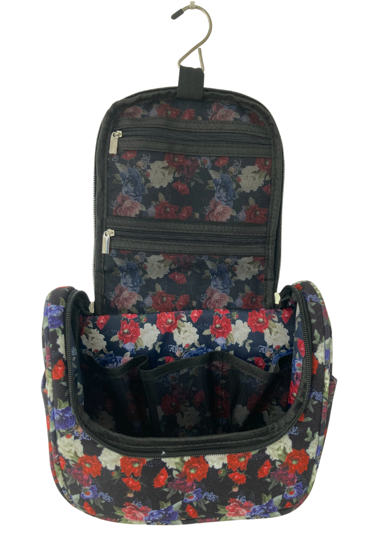 Artico Bluhen - Black Floral Toiletry Bag