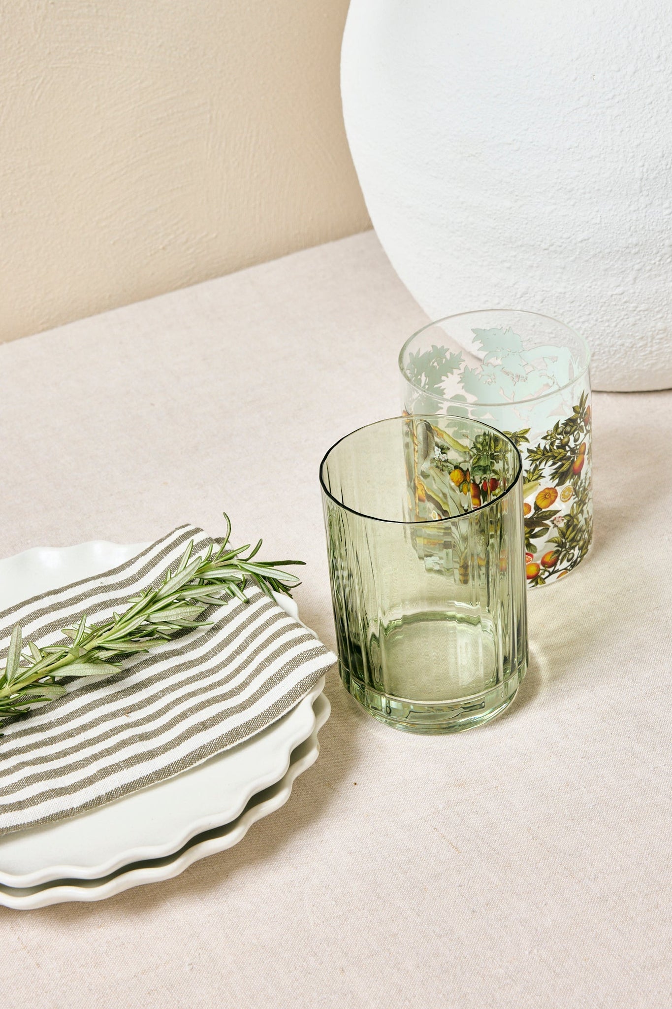 Willow & Mae Ribbed Tumblers | Olive Green
