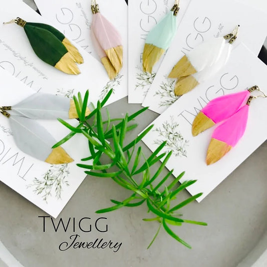 Twigg Gold Dipped Feather Earrings
