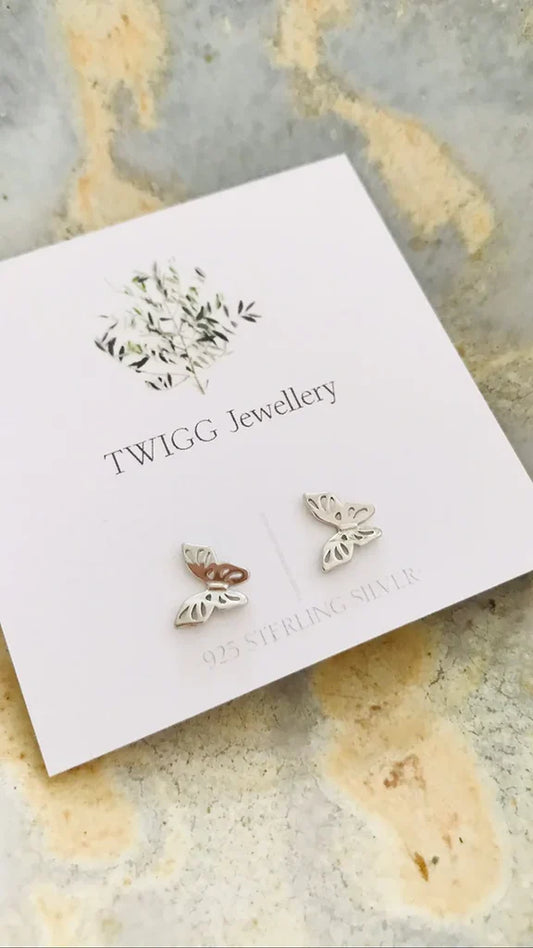 Twigg Sterling Silver Butterfly Earrings