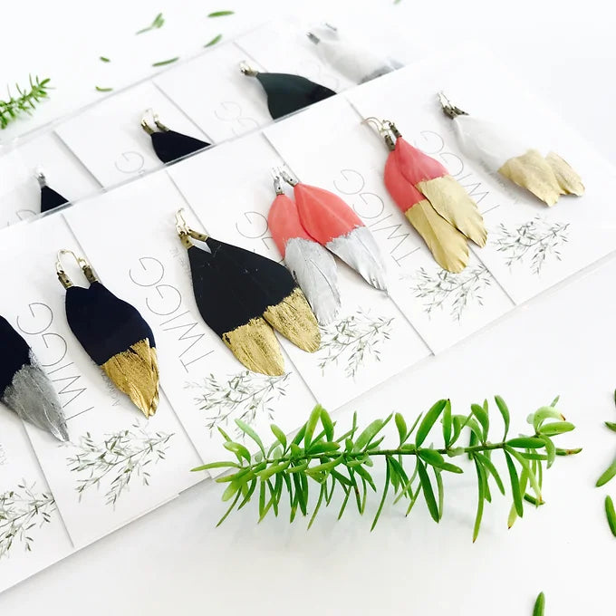 Twigg Gold Dipped Feather Earrings