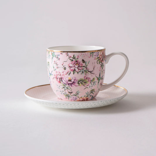 Chinoiserie Pink Cup and Saucer