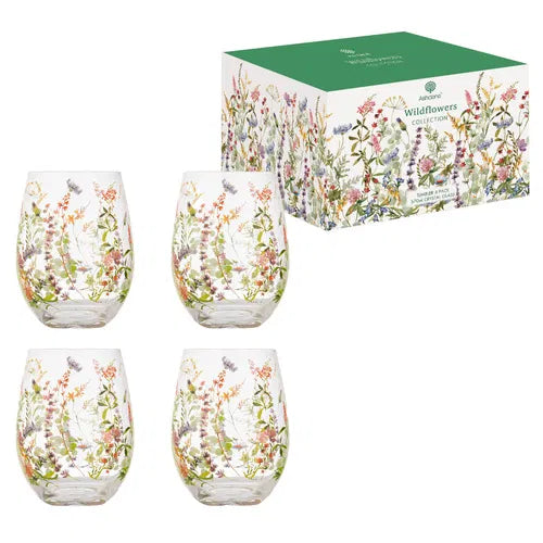 Ashdene Wildflowers Crystal Tumblers | Set of 4