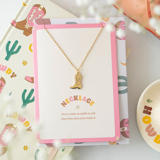 Cowgirl Boot Necklace in a Card