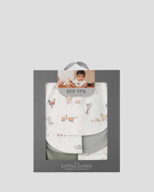 Little Linen Jersey Bib 5 pk | Farmyard Lamb