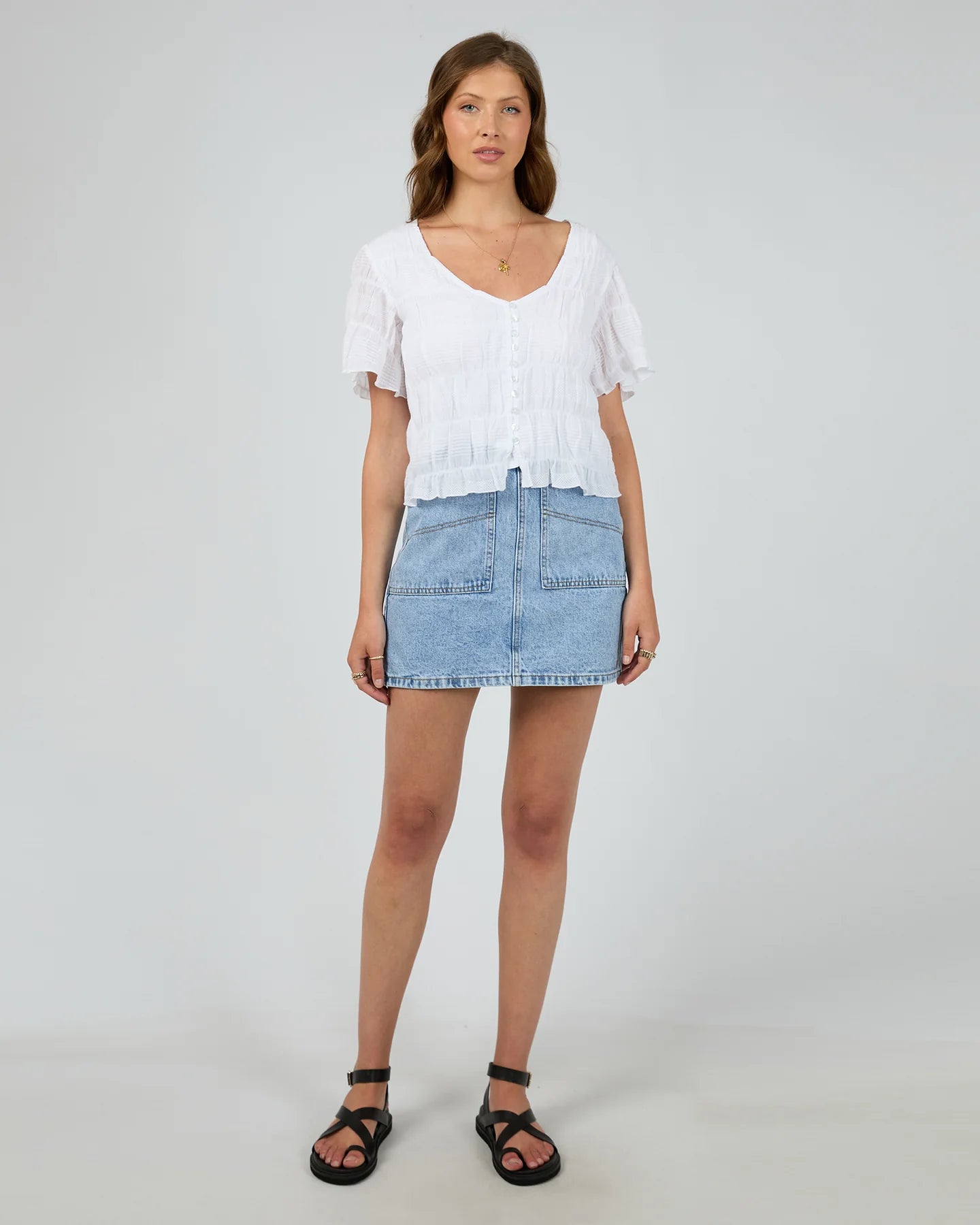 All About Eve Maude Short Sleeve Shirt | White