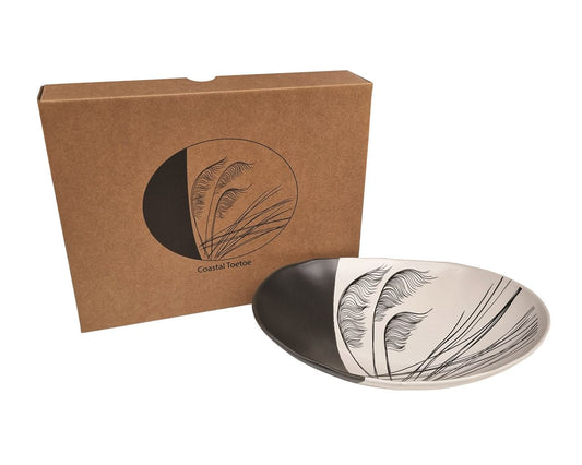 Jo Luping Design - Coastal Toetoe Dipped Black on White | 24cm Porcelain Bowl