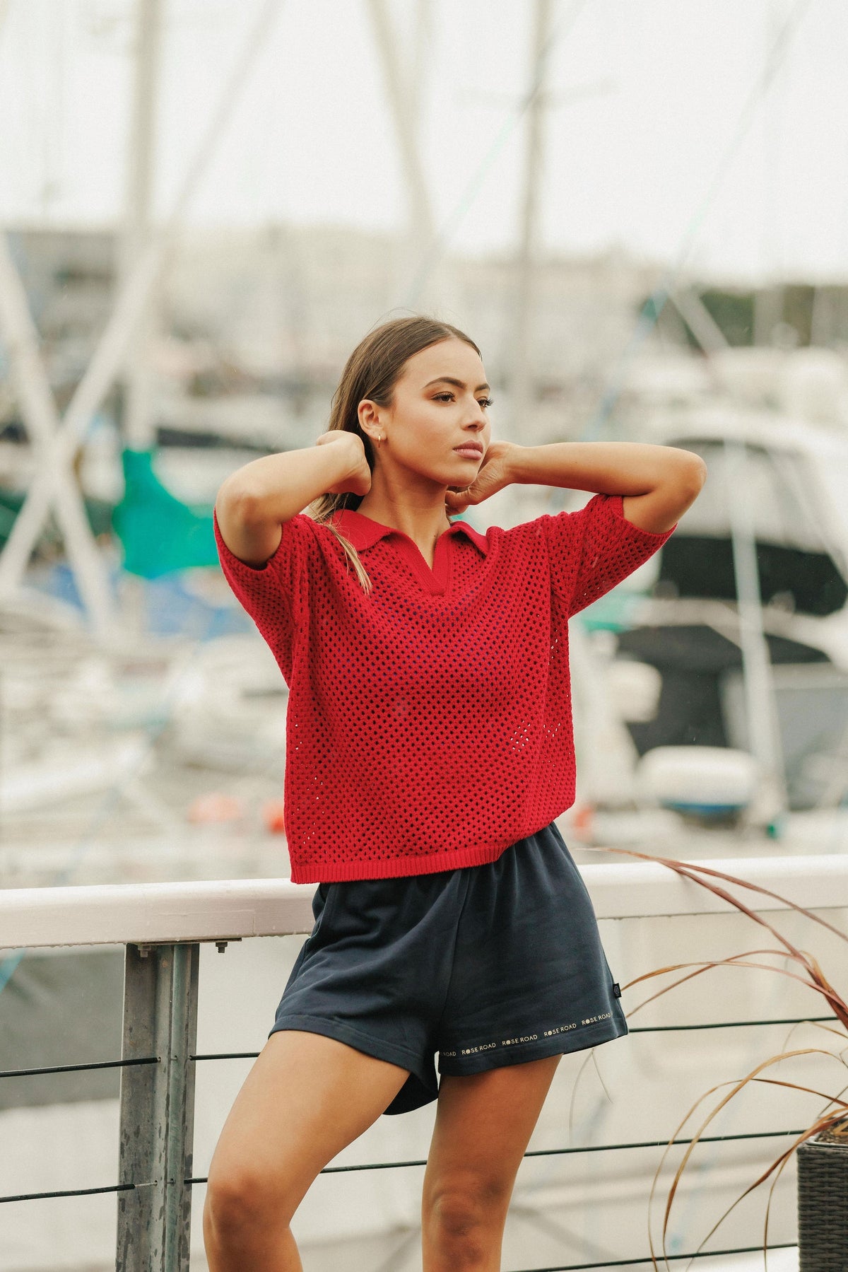 Rose Road Knit Polo | Cherry Red