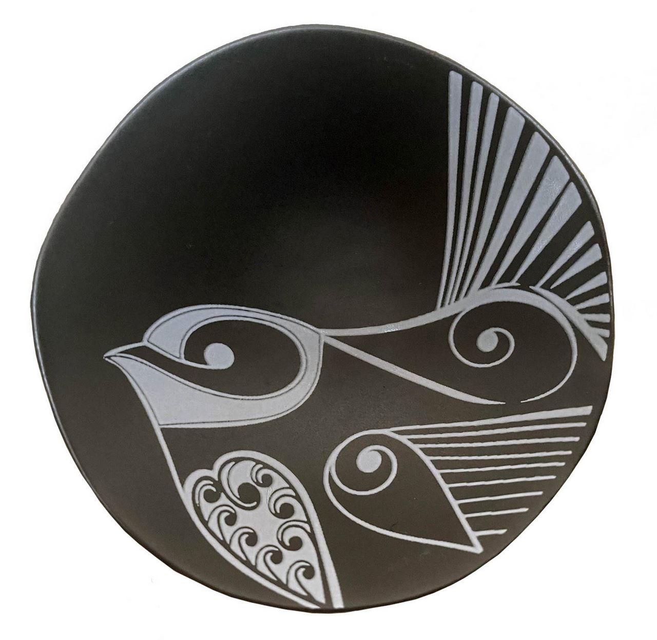 Jo Luping Design - Piwakawaka White On Black | 7cm Porcelain Bowl