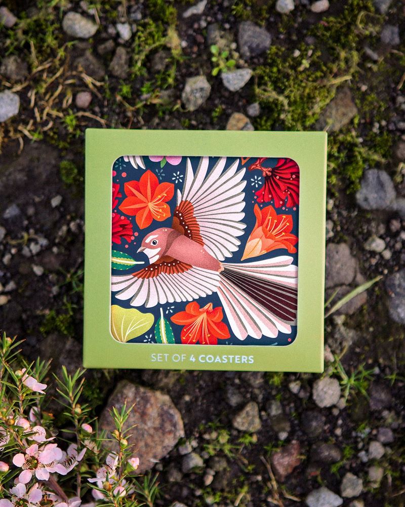 Catherine Marion - Chirpy Fantail Set of 4 - Boxed Coasters