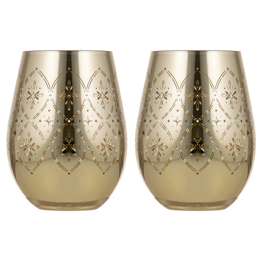 Chantelle Gold 2pk Stemless Glass