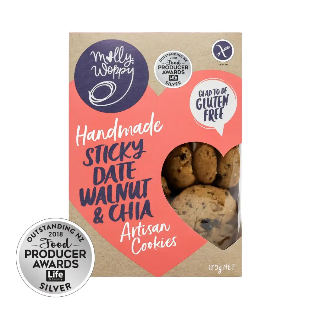 Molly Woppy Gluten Free Sticky Date Walnut & Chia Artisan Cookies