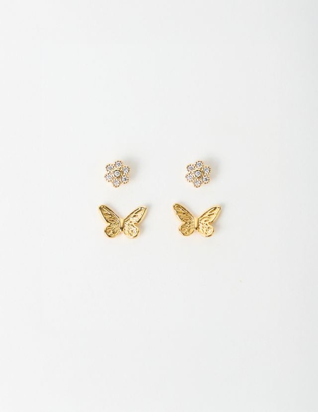 Stella + Gemma Stud Set | Butterfly & Flower